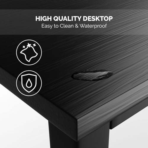 Halter Computer Desk for Home Office 47” Work Table Easy Assembly Black Desk Black Frame