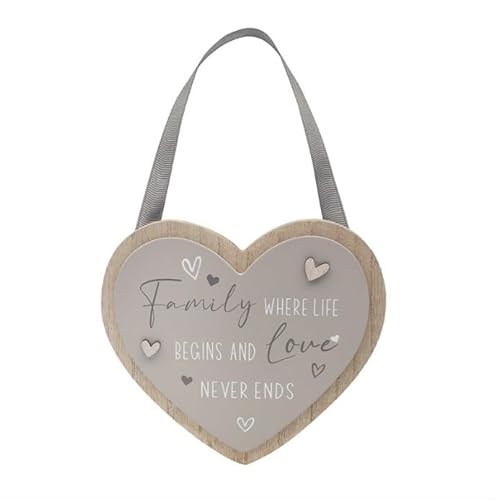 Lesser & Pavey Heart Plaque Family for Gift & Decor | Ideal Signs & Plaque Birthday Gifts for Women & Men | Designed By Love and Affection | Lovely Plaques for Home & Office