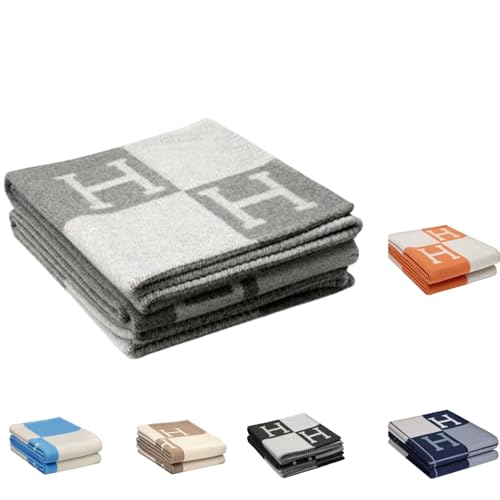 Crystalli Elegante Kaschmirdecke 130x180cm, Luxus Wolledecke für Sofa & Bett, Wohndecke hochwertig, kuschelige Winterdecke extra warm (Grau,130X180CM)