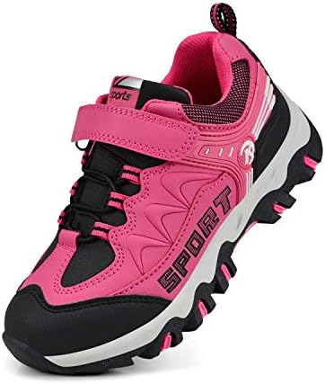 Biacolum Kids Hiking Shoes Waterproof Running Athletic Sneakers for Boys Girls Black/Pink 11.5 M US Little Kid