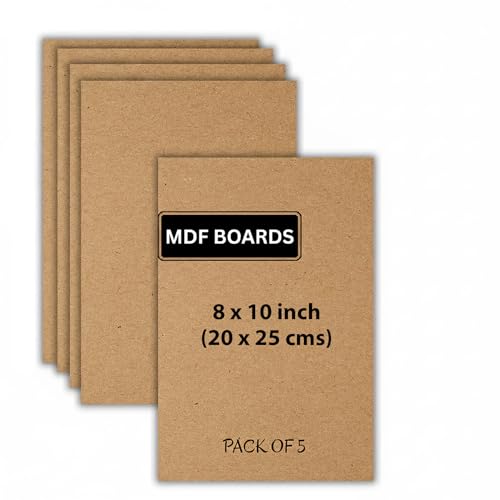 Image of ArtzFolio MDF Board 2.1mm Thick Cutout Sheets for DIY Art Craft Project | Unfinished Sides Engineered Wood Blanks for Paintings, Laser, Engraving | 8x10 inch (20x25 cms) | Pack of 5