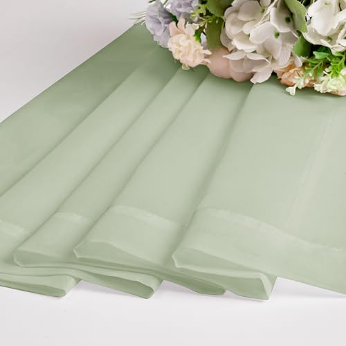 Image of OWENIE Sheer Curtains 72 Inches Long 2 Panels Set, Light Filtering Sheer Curtain Rod Pocket Clear Drapes for Living Room Bedroom Window Sliding Door, Each 42 x 72 Inch, Light Green