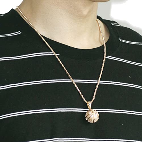 Basketball Necklace For Boys Men,Basketball Chain Necklace,Basketball Pendant Necklace,Sports Hiphop Necklace,Gold Silver Chain Sports Necklace,Basketball Jewelry Gift For Basketball Players Fans #TOP3