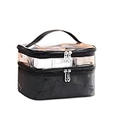 Double-layer makeup and cosmetics bag for women-double-layer makeup and skin care organizer with secure zippers, ideal for mobility and stationary use (option 2)