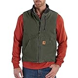 Carhartt Men's Big & Tall Sherpa Lined Sandstone Mock Neck Vest V33,Moss/Black,Large Tall