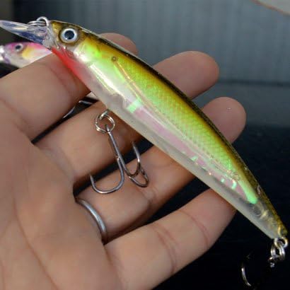 02 : Minnow Fishing Lures Saltwater Luminous Hard Bait Artificial Baits Minnow Fishing Spoon Wobbler Pesca Treble Hook