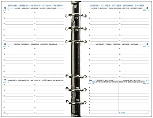 Exacompta - 18240E - Recharge Exatime 17 - 10,5 x 17,2 cm - Semainier Septembre 2025 à décembre...