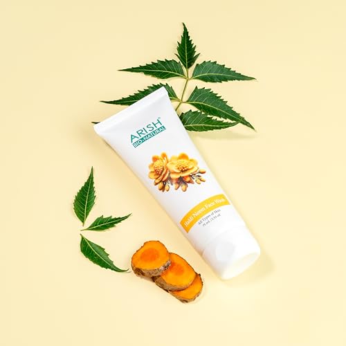 Image of ARISH BIO-NATURAL Haldi Neem Face Wash- 75 ml | Turmeric, Tulsi & Honey | Herbal Anti-Acne Cleanser for Pimples & Blemishes | Deep Cleansing for Oily & Acne-Prone Skin | For Women & Men All Skin Types