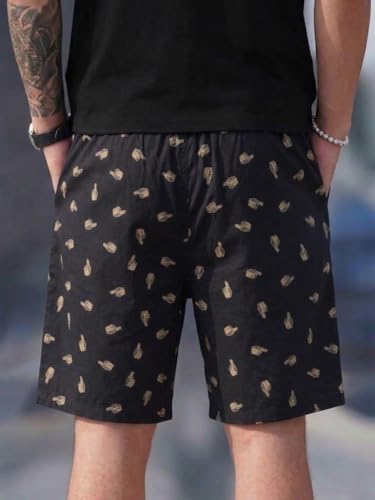 Image of Men's Cotton Casual Shorts |Striped Half Pants for Men |Comfortable | Elastic Waist with Drawstring | Lightweight & Comfortable for Beach Vacations, Casual Daily Outings & Sleepwear Bermuda Shorts