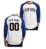 Custom 3-Quarter Sleeve Baseball T-Shirt (Royal Blue, Adult Large)