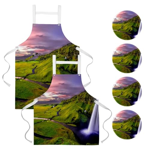 Tablier de serveuse cascade naturelle verte idéal pour pâtisserie et bistrot