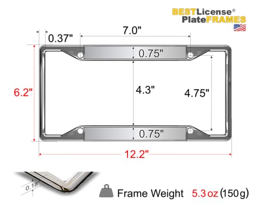 Image of Personalized with Custom Text Design - 4 Hole Black Metal Laser Engraved US Standard Size - Car License Plate Frame with Free caps - Black /Red Text (Qty: 1 Frame)