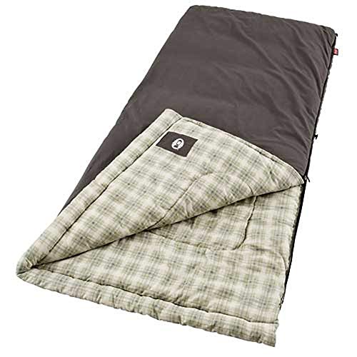 Coleman Heritage Big & Tall Cold-Weather Sleeping Bag – 10F Camping for Adults, Comfortable & Warm Flannel for Outdoor Use, Fits Adults up to 6ft 7in Tall