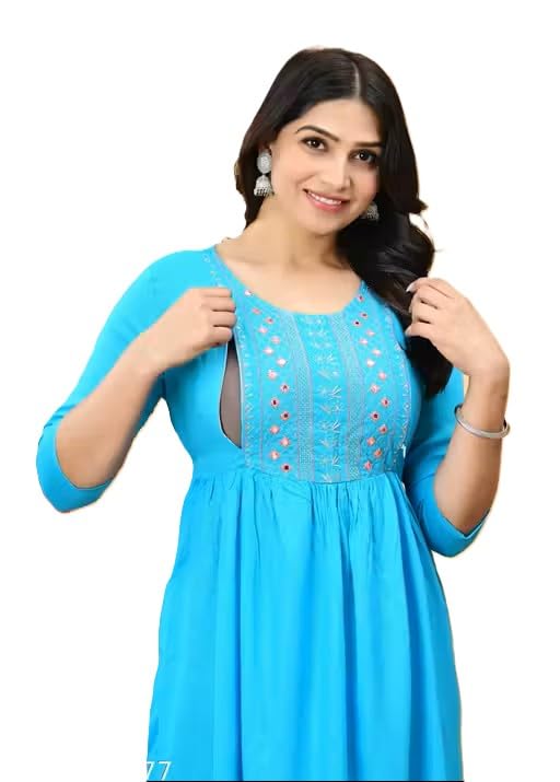 Women's Embroidered Maternity Midi Dress-picture-30