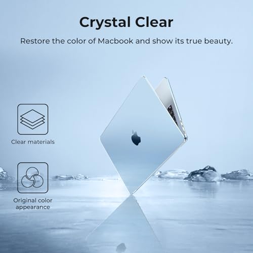 Image of EooCoo Case Compatible with MacBook Air 13 inch M5 2026-2022 M4 M3 M2 A3449 A3240 A3113 A2681, Crystal Hard Shell Scratch Resistant Protective Cover for Mac Air 13.6 inch, Sky Blue