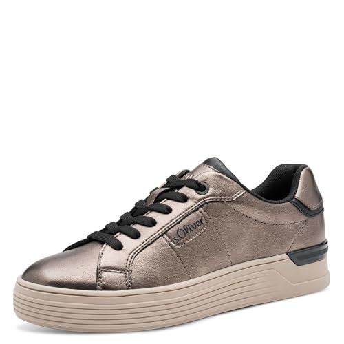 s.Oliver Damen Sneaker flach Low Top Elegant, Silber (Pewter), 40 EU