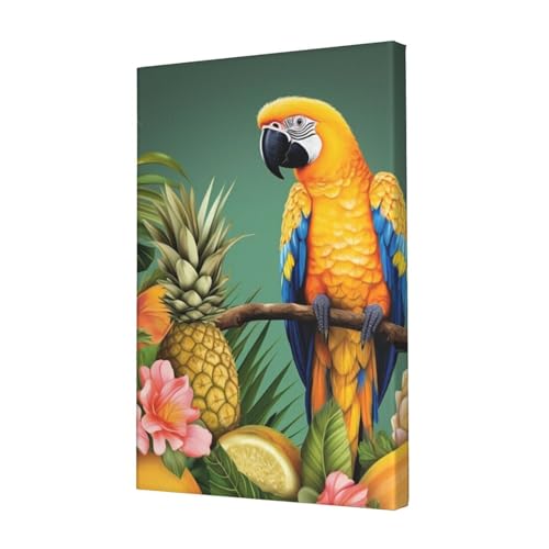 Toile perroquet d'été et ananas pour une déco de salon exotique