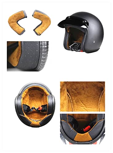 Image of Harssidanzar Open Face Motorcycle Helmet DOT Approved Vintage Helmet CU601