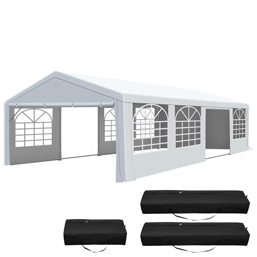 COVERONICS 20'x30' Outdoor Party Tent, Heavy Duty Patio Event Tent Gazebo Canopy with 4 Sandbags & 2 Storage Bags, Perfect for Birthday Party, Wedding