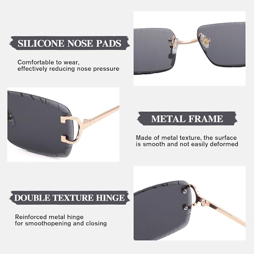 Pro Acme Y2K Rimless Rectangle Sunglasses - Fashion Cutting Designs Trend Square Men's Women's Eyewear4