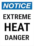 Mxitataxl Notice: Extreme Heat Danger Portrait - Wall Sign Safety Signs Warning Caution Metal Tin Sign, 8X12 in