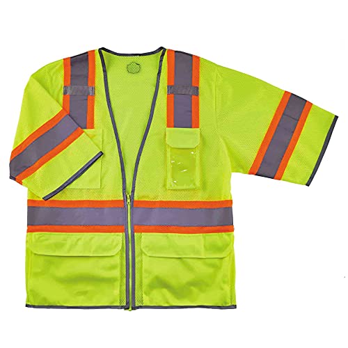 Image of Ergodyne - 24169 Reflective Safety Vest, ANSI Class 3, Hi Vis Two Tone, 6 Easy Access Pockets, GloWear 8346Z,Lime, 4X-Large-5X-Large