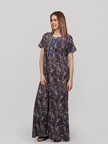 Image of Evolove Women's Viscose Liva Long Maxi Night Gown Nighty Dress with Pocket, Super Soft Comfortable (LNG-Rayon)