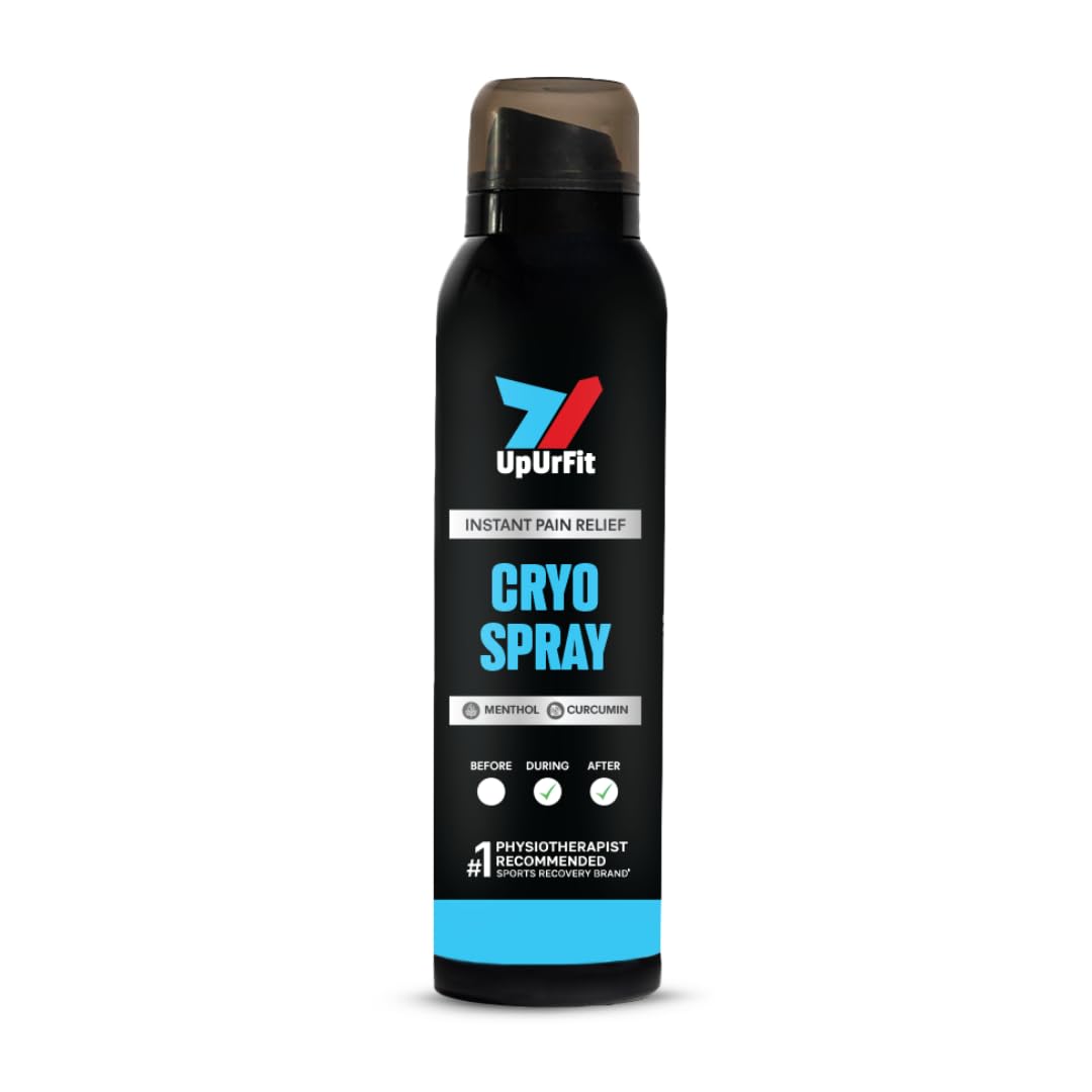 UpUrFit Rapid Pain Relief Cryo Spray | Quick Pain Freeze and Anti-inflammatory action | Cryotherapy - Soothing Relief for Strains, Sprains & Knocks | Menthol & Curcumin infused (150ml)