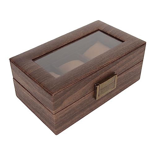 Yctze 3-Slot-Uhrenbox für Herren – 3-Slot-Uhrenbox aus Holz mit Abnehmbarem Kissen und Glasabdeckung, Einlagige für Schmuck – Kleidung, Schuhe und Schmuck/Schuhe, und Uhren