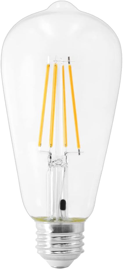 Maxxima ST19 Dusk to Dawn LED Edison Light Bulb, 60 Watt Equivalent, 800 Lumens, 2700K Warm White, Vintage Styled Filament Light Sensing Bulb, UL Listed, 2 Pack