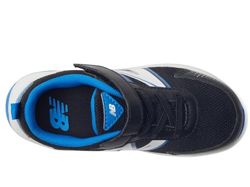 Image of New Balance Kid's Dynasoft 545 V1 Bungee Lace with Top Strap Running Shoe, Black /Blue Oasis, 4 W Infant