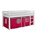 Homestyle4u 538, lit loft pour Enfants avec échelle, Rideau Rose, Bois Massif de pin Blanc, 90x200 cm