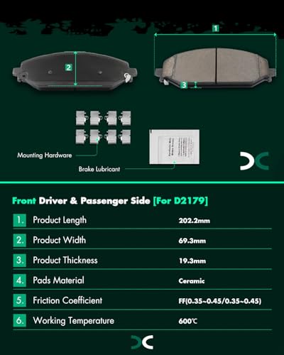 Image of SCITOO D2169 D2179 Front & Rear Ceramic Brake Pads Sets w /Hardware Replacement For Jeep For Wagoneer 2022,For Ram For 1500 2019-2022