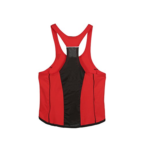 ICOOLTECH Men's Fitness Gym Muscle Cut Stringer Bodybuilding Workout Sleeveless Tank Top Shirts (US - XXX-Large, Z Red (no Words))