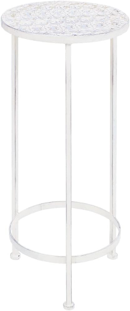 vidaXL Plant Stand Antique White Metal Medium Stackable Plant Stand