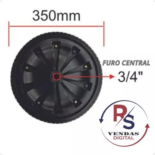 Roda Carrinho De Mão Pneu Maciço Sem Câmara Com Eixo Central 3/4 Pedreiro