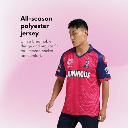 Image of playR x RR Fan Jersey 2024 - Men's Plain Half Sleeve T-Shirt Regular Fit Lightweight, Comfortable, Durable Sports Tee for Match Day, Training, Practice Everyday Wear for All Season