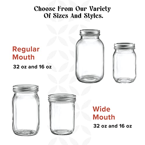 [6 Pack] 16 Oz. Regular-Mouth Glass Mason Jars With Metal Airtight Lids And Bands For 1 Pint Canning, Preserving, & Meal Prep #TOP5