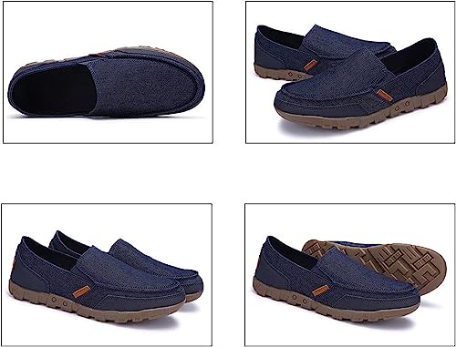 Men's Casual Fashion Canvas Slip On Boat Shoes Deck Shoes,Casual Vintage Non-Slip Lightweight Breathable Arch Support Loafers Walking Driving Shoes2