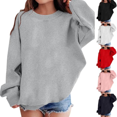 Girls Oversized Crewneck Sweatshirt Basic Solid Long Sleeve Pullover Comfy Cotton Tunic Tee Tops for 2-12 Years2