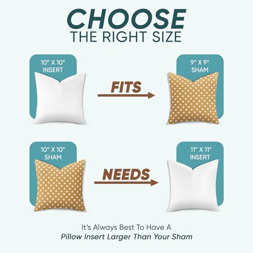 Image of Pillowflex Synthetic Down Pillow Insert 10x10 in - Karate Chop Pillow | Small Square Sham Form, Plush Polyester Cotton Blend, Cloud-Like Comfort, Clump-Resistant Fill, Smooth Elegant Finish