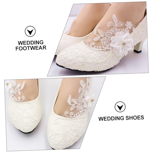 Chaussures de mariage pour femmes blanches dentelle soirée 41 - 3