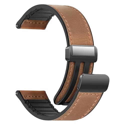 Image of ACM Watch Strap Leather Magnetic Silicone 22mm compatible with Noise Halo 2 Mod Smartwatch Belt Luxury Band