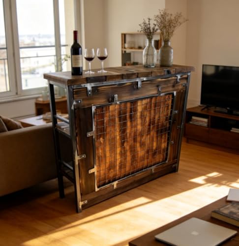 CHYRKA® Bartisch Stehtisch Barhocker Barstuhl BarMöbel SAMBOR Loft Vintage Bar Industrie Design Handmade Holz Metall (THEKE -120 cm / 47')