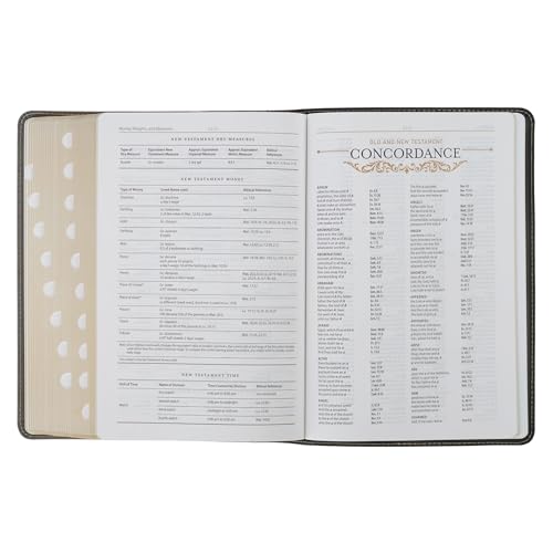 KJV Study Bible, Standard King James Version Holy Bible, Thumb Tabs, Ribbons, Vegan Leather, Gray/Black Two-Tone - image 6