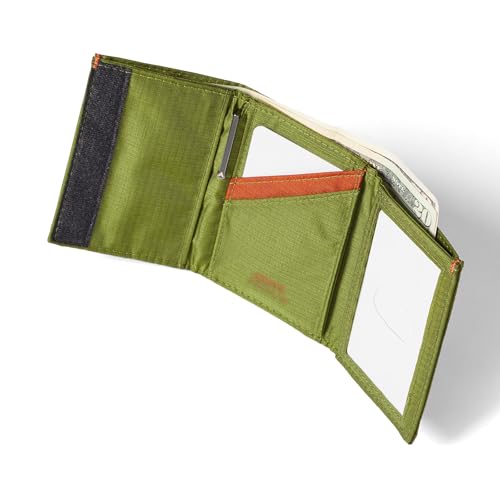 Image of Allett Trifold Wallet, Cala Green | Nylon, RFID Blocking | Slim, Minimalist, Water Resistant, Thin, Front Pocket | Holds 2-12 Cards, Flat Bills, Receipts & Coins | For Men & Women
