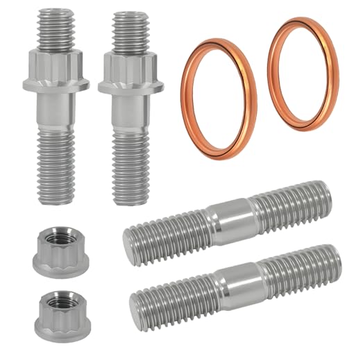 Image of Titanium Studs Head Bolt & Gaskets for TRX400X XR400R TRX400EX | 90301-HM8-000, 18291-MN5-650, Sportrax 400, 400ex 2x4 studs Nuts