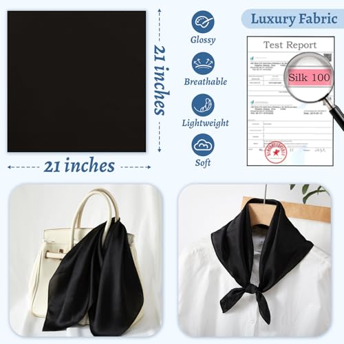 21"x21" Solid Color Silk Scarf-100% Mulberry Silk Neck Scarf-Light Thin Breathable Small Headscarfs3