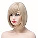 Produktbild BESTUNG Kurze Bob Gerade Blonde Gemischte Perücken für Frauen Damen Synthetisches Volles Haar Natürliche Honig Ash Strawberry Gold Perücke mit Pony für Cosplay Kostüm oder Alltag(EINWEG)