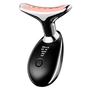 Neck Face Massager, Skin Care Facial Massage Device with Thermal, Triple Action Colour Modes for Skin Rejuvenation, Face Sculpting Tool for Double Chin (Black)